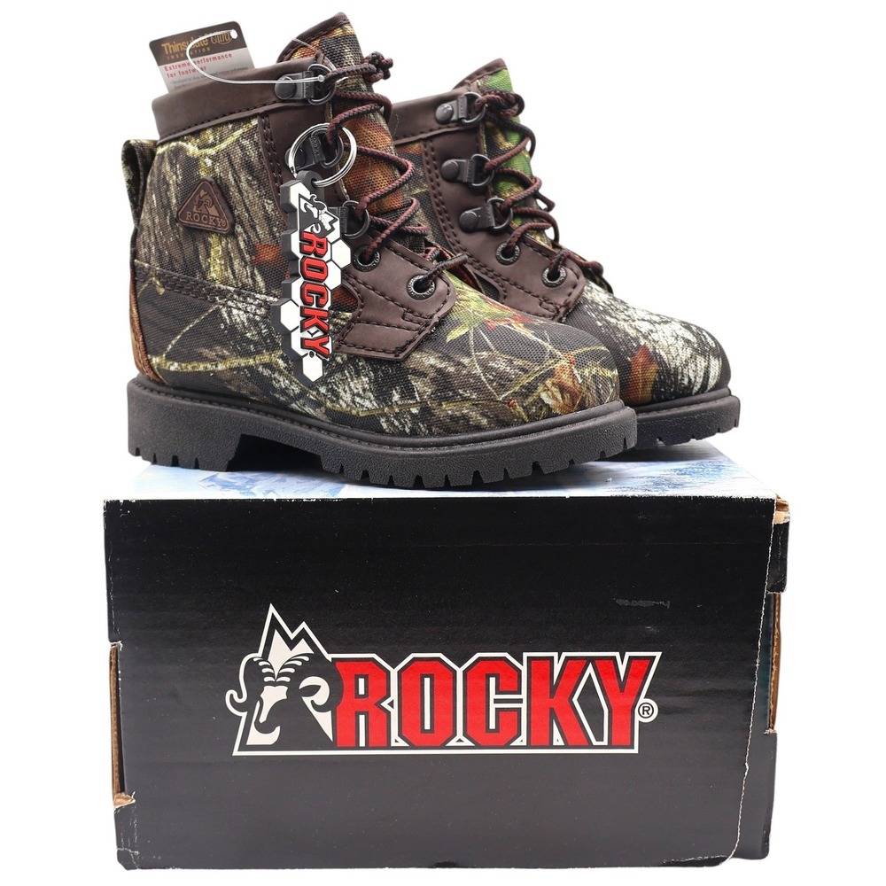 Rocky Bear Claw Boots Kids 10W Brown Camo Thinsulate Hunting Outdoor FQ0003410